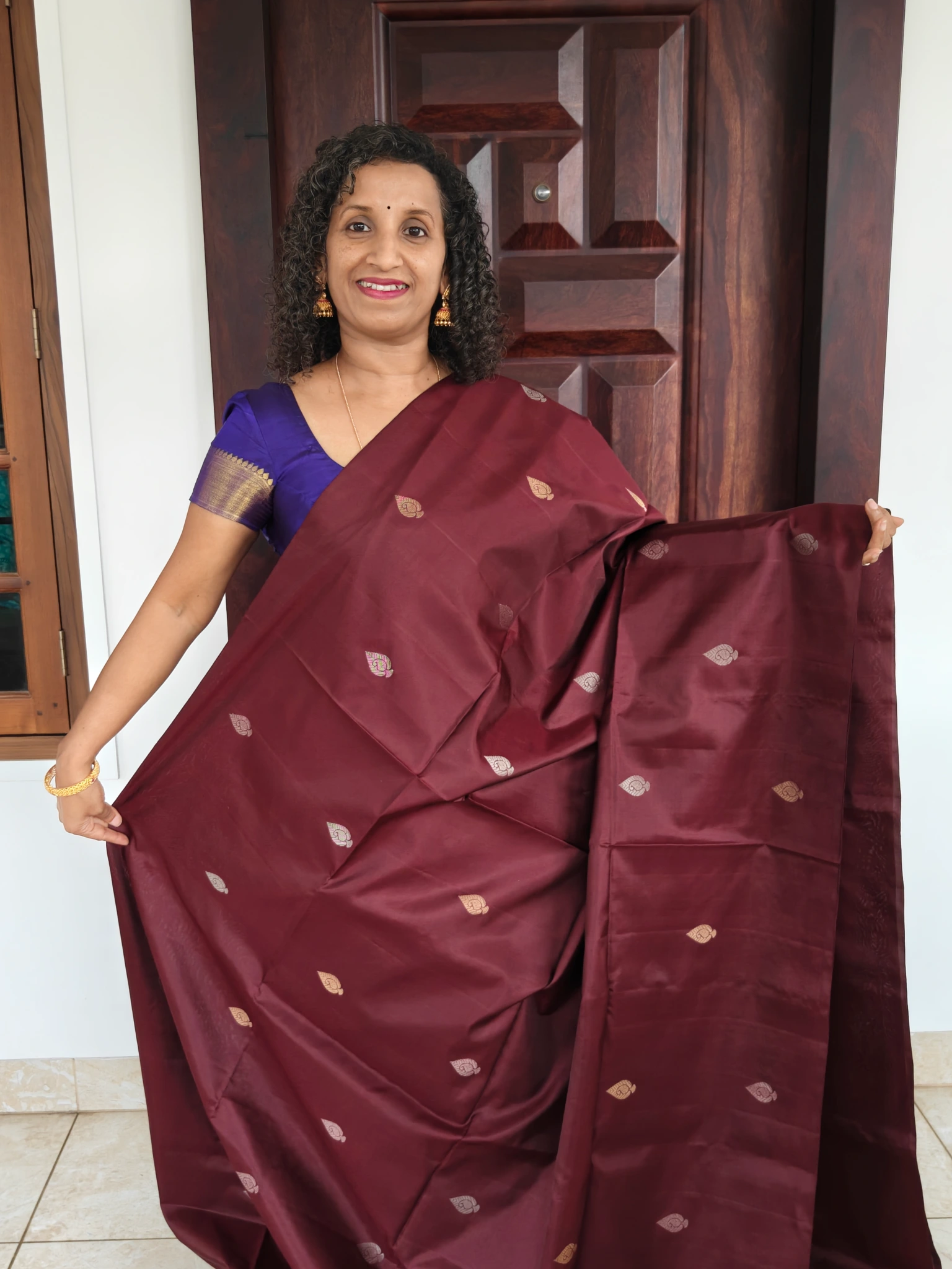 Dark Brown Kanchipuram Pure Soft Silk Saree Silkmark Certified Pks020 1