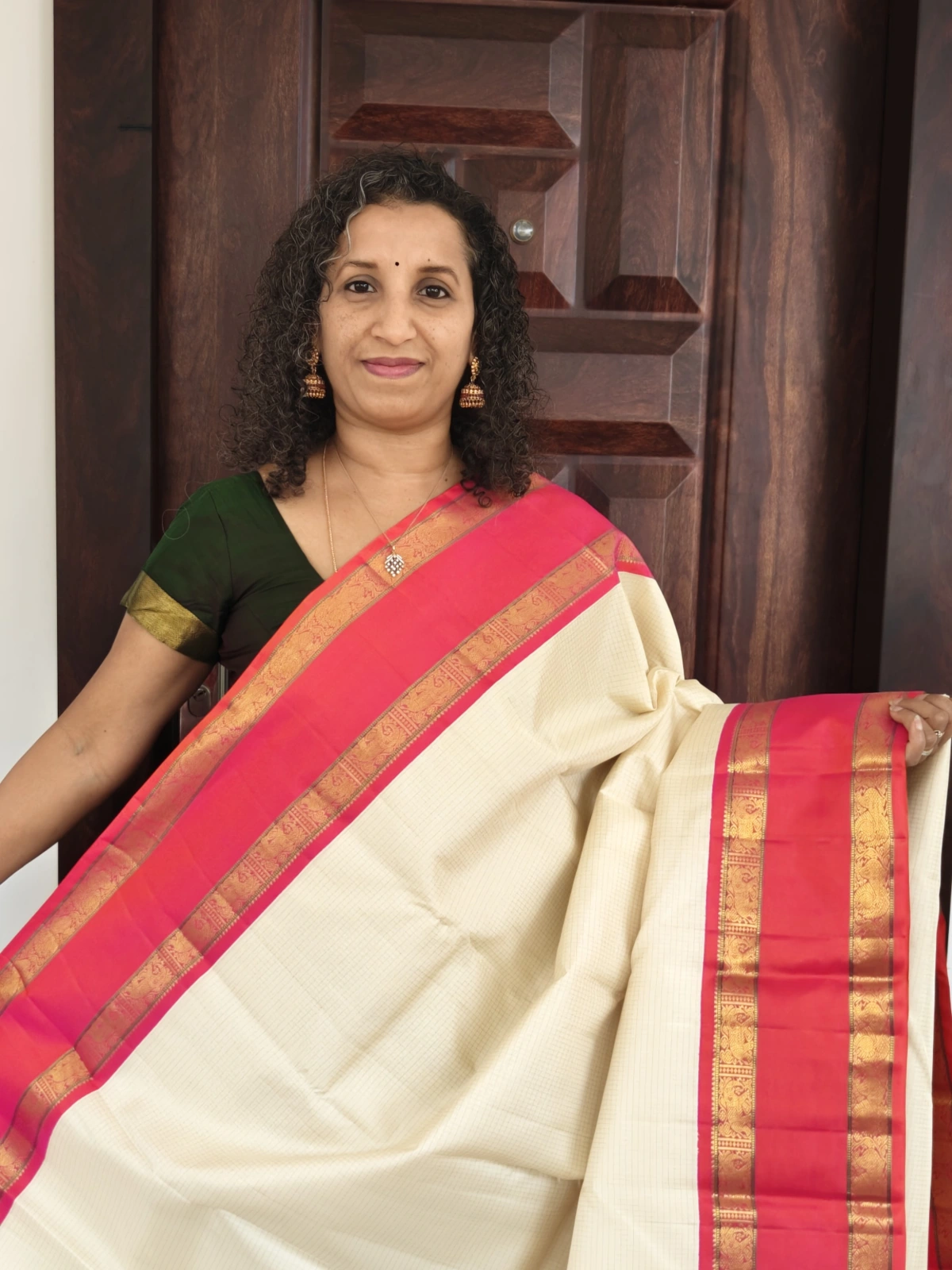 Pink And White Vintage Kanchipuram Korvai Pure Silk Saree Pks033 1