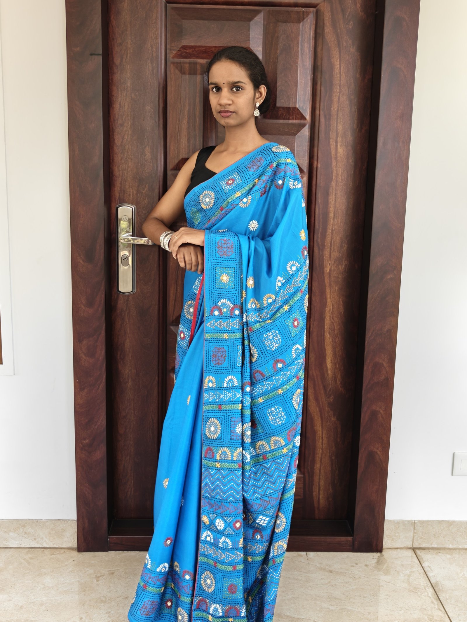 Blue Lambani Art Work Silk Saree