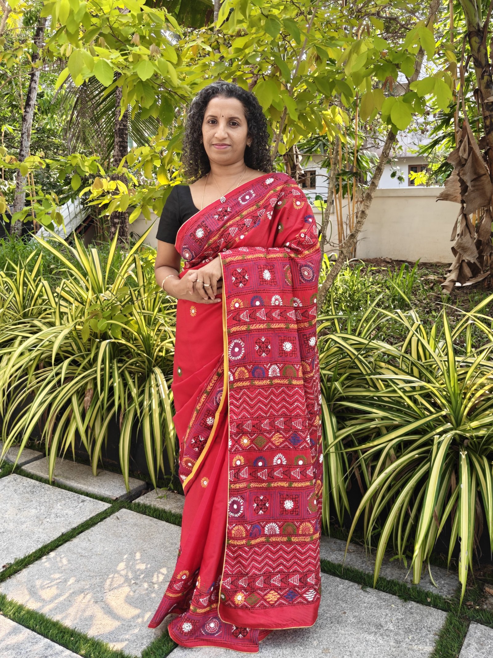 Red Lambani Art Work Silk Saree