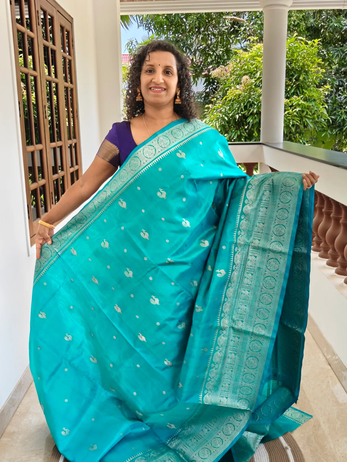 Blue Venkatagiri Silver Zari Woven Silk Saree Pvs001 1