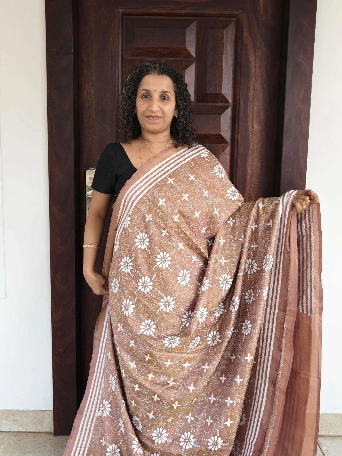 Copper Brown Lambani Kanta Work Silk Saree